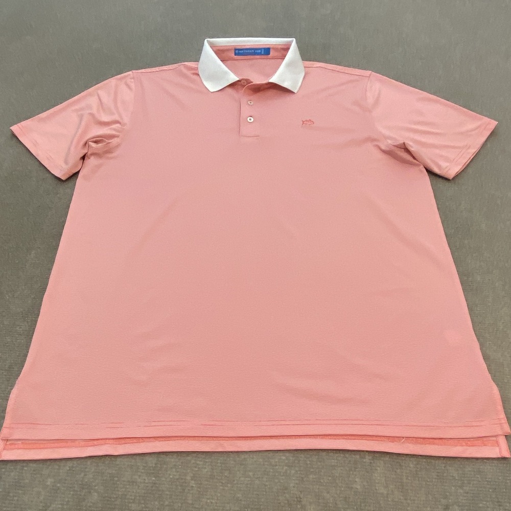 Southern Tide Pink Polo with White Contrast Collar golf polo - Picture 2 of 9